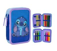 Cerda Trousse Disney Stitch double zippée bleu