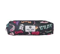 Trousse double enfant Pol Fox Street art Noir 22x8x6 cm