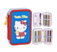 CERDÁ Trousse scolaire Hello Kitty triple avec crayons, feutres et stylos - Motif Sanri