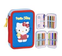 CERDÁ Trousse scolaire Hello Kitty triple avec crayons, feutres et stylos - Motif Sanri
