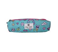 Trousse double fille Pol Fox Kawai Bleu 22x8x6 cm