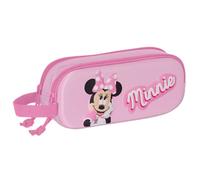 Trousse double fille Safta Disney Minnie 3D Rose 21x6x8 cm