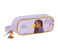 Trousse double fille Safta Disney Wish Violet 21x6x8 cm