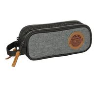 BLACKFIT8 OLD SCHOOL - Trousse double, tissu recyclable, trousse pour enfant, idéale pour les enfants d'âge scolaire, confortable et polyvalente, qualité et résistance, 21 x 6 x 8 cm, Noir/Gris, M,