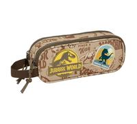 Trousse double - safta - Jurassic World - Multicolore - Caricature - Marron
