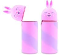 Trousse Ecole 2 En 1 En Silicone Souple, Trousse Silicone Verticale, Panda Pochette De Stylo, Fermeture À Glissière, Pour Fournitures Scolaires De Grande Capacité (Lapin Coloré)