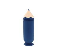 Trousse Ecole 2 en1 en Silicone Souple, Trousse Verticale, Trousse Porte-Stylo de Table, Forme de Crayon - Kawaii, Design de la Ventouse, Rétractable, Pencil Case pour Scolaire, Bureau (Bleu Foncé)