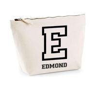 Trousse Edmond Lettre Sport | Pochette Toilette Maquillage | Idée Cadeau Prénom Style Basket Université Anniversaire Oncle Parrain Beau Papa Collègue Départ Retraite Noël