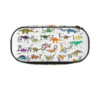 Trousse élégante d'apprentissage des lettres de l'alphabet avec imprimé dinosaures pour l'école, les étudiants, les voyages, le bureau, la papeterie, le maquillage, Noir , Taille unique, Organiseur de