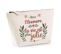 Trousse Eléonore la Vie est Plus Jolie | Pochette Maquillage Make-up Toilette Cadeau Fête des Mères Anniversaire Soeur Noël Tata Marraine