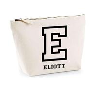 Trousse Eliott Lettre Sport | Pochette Toilette Maquillage | Idée Cadeau Prénom Style Basket Université Anniversaire Oncle Parrain Beau Papa Collègue Départ Retraite Noël