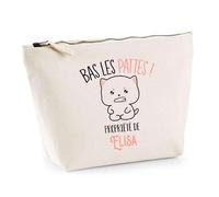 Trousse Elisa Bas Les Pattes Chat | Idée Fête des mères Cadeau Travail Retraite Trousse Maquillage Toilette