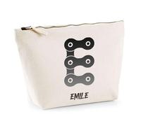 Trousse Emile Lettre Chaine Mécanique | Pochette Toilette Maquillage | Idée Cadeau Prénom Motard Biker Mob Anniversaire Oncle Parrain Beau Papa Collègue Départ Retraite Noël
