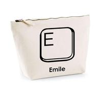Trousse Emile Lettre Clavier | Pochette Toilette Maquillage | Idée Cadeau Prénom Informaticien Geek Gamer Anniversaire Oncle Parrain Beau Papa Collègue Départ Retraite Noël