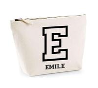 Trousse Emile Lettre Sport | Pochette Toilette Maquillage | Idée Cadeau Prénom Style Basket Université Anniversaire Oncle Parrain Beau Papa Collègue Départ Retraite Noël