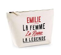 Trousse Emilie la Femme la Reine la Légende | Pochette Toilette Maquillage | Idée Cadeau Petite Amie Copine Maman Amour Humour Noël Anniversaire Fête des Mères