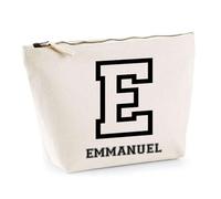 Trousse Emmanuel Lettre Sport | Pochette Toilette Maquillage | Idée Cadeau Prénom Style Basket Université Anniversaire Oncle Parrain Beau Papa Collègue Départ Retraite Noël