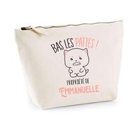 Trousse Emmanuelle Bas Les Pattes Chat | Idée Fête des mères Cadeau Travail Retraite Trousse Maquillage Toilette