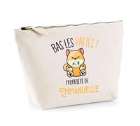 Trousse Emmanuelle Bas Les Pattes Chien Shiba | Idée Fête des mères Cadeau Travail Retraite Trousse Maquillage Toilette