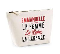 Trousse Emmanuelle la Femme la Reine la Légende | Pochette Toilette Maquillage | Idée Cadeau Petite Amie Copine Maman Amour Humour Noël Anniversaire Fête des Mères