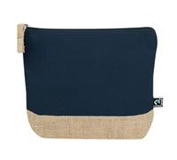 Trousse en coton et jute Fairtrade, 21,5 x 16,5 x 5 cm, bleu marine, Classique