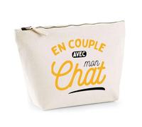 Trousse en Couple avec Mon Chat | Pochette Toilette Maquillage | Idée Cadeau Amoureux des Chats Humour Mignon Drôle Original Félin