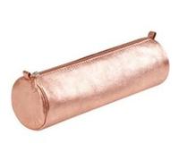 Clairefontaine 8691C - Trousse Scolaire Ronde Brune Effet irisé Ø5,5x22 cm en Véritable Cuir d'Agneau