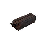 Alassio Trousse ronde en cuir de vachette zippée Gris/marron