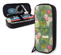 Trousse En Cuir Golden Retriever Hula Dancer Dog Big Pen Bag Funny Organizer Papeterie Sac ¿¿Tanche Crayon Sac Pour ¿¿Cole Stat