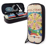 Trousse en cuir Wheel of Fortune avec fermeture éclair durable pour garçons et filles