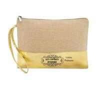 Trousse en jute de maquillage dore pochette copines d'abord personnalisee