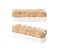 Trousse en liège et coton, trousse rectangulaire, trousse universitaire, baccalauréat et scolaire, matériaux durables, tissu et liège naturel, petit étui blanc beige, blanc, 21, Nature