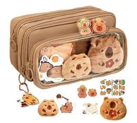 Trousse en peluche Capybara,Trousse à crayons Capybara, Print Quirky Fun Cute Pencil Pouch avec 10 compartiments, Pochette à crayons à large ouverture avec épingles mignonnes en peluche, pape