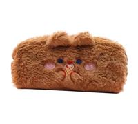 Trousse en peluche mignonne, sac à papeterie avec ours en peluche | Trousse à crayons Preppy pour crayon cosmétique | Porte-crayons cosmétique Trousse souple pour crayons Trousse de maquillage, Café,