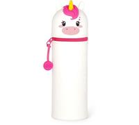 Legami – Trousse en silicone Kawaii Unicorn 2 en 1, porte-stylos, fermeture zip – Blanc et rose