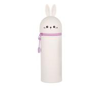 Legami Trousse en silicone Don’t worry be happy souple 2-en-1 fermeture à glissière Blanc et Rose