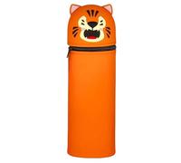 Trousse en silicone orange Tigre Porte-stylo en silicone souple, unisexe et porte-stylo, animal mignon