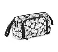 Trousse en toile de grande capacité pour crayons, maquillage, stylos, bureau, école, enfants, adolescents, étudiants, motif silhouette de feuilles, Motif silhouette de feuilles, Taille unique, Dessin