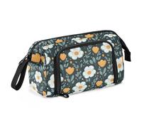 Trousse en toile de grande capacité pour le bureau, l'université, l'école, les enfants, les adolescents, les étudiants, les plantes, les chrysanthèmes, Chrysanthème Tuiles végétales, Taille unique,