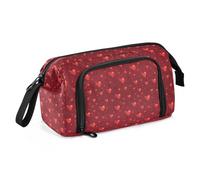 Trousse en toile de grande capacité pour le bureau, l'université, l'école, les enfants, les adolescents, les étudiants, motif carreaux rouges et noirs, Motif Love Red Tile Noir, Taille unique, Dessin