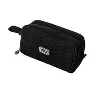 Trousse en velours côtelé 3 côtes, esthétique et spacieuse. Convient aux adolescents, filles et garçons. Parfaite pour l’école et le bureau, pour ranger stylos et accessoires de papeterie (Noir)