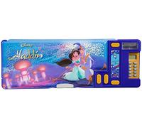Trousse Enfant Disney Avec 3 Compartiments Multi-usages Calculateur Et Taille Crayon Inclus Format Long 26 cm Plastique Rigide Avec Princesse Jasmine et Aladdin