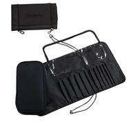 Trousse enroulable pour pinceaux de maquillage, rangement élégant pour pinceaux de maquillage, facile à transporter, organiseur d'outils de maquillage, trousse de voyage et de sortie, noir, Consulte