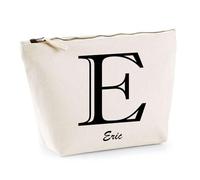 Trousse Eric Lettre Chic | Pochette Toilette Maquillage | Idée Cadeau Prénom pour Cuisinier Barbecue Jardinage Oncle Parrain Beau Papa Collègue Départ Retraite Noël