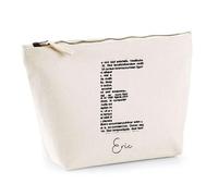 Trousse Eric Lettre Littérature | Pochette Toilette Maquillage | Idée Cadeau Prénom Livre Lecture Anniversaire Oncle Parrain Beau Papa Collègue Départ Retraite Noël