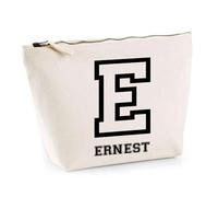 Trousse Ernest Lettre Sport | Pochette Toilette Maquillage | Idée Cadeau Prénom Style Basket Université Anniversaire Oncle Parrain Beau Papa Collègue Départ Retraite Noël