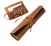 Trousse esthétique organiseur porte-crayons à rouleau avec plusieurs compartiments, marron, Veuillez vous référer à la description, Se référer à la description