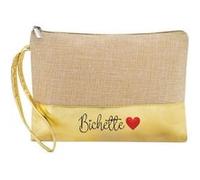 Trousse en Jute de Maquillage Dore Pochette bichette Coeur