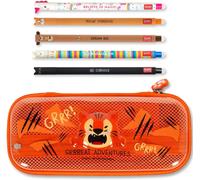 Trousse Et Stylo Effaçable Wonderwow Lot De 5 Stylos Animaux Mignons À Encre Thermosensible + Trousse À 2 Compartiments (Tigre)