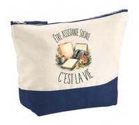 Trousse Être Assistante Sociale C'est La Vie | Grand Format Trousse de Toilette Vanity Maquillage | Idée Cadeau Femme Homme Anniversaire Noël | Coton Imprimé en Bretagne